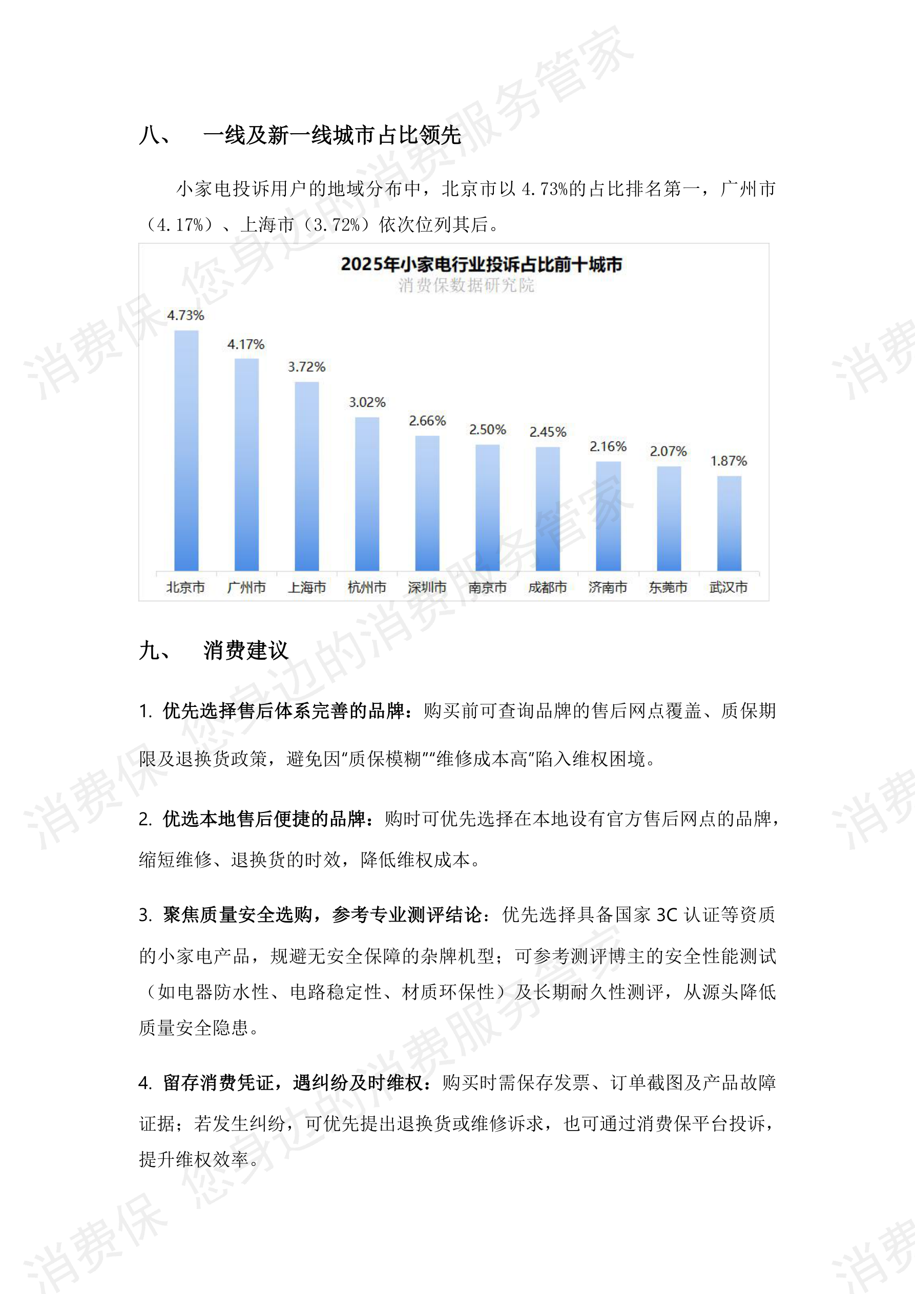 2025年度小家电投诉数据分析报告
